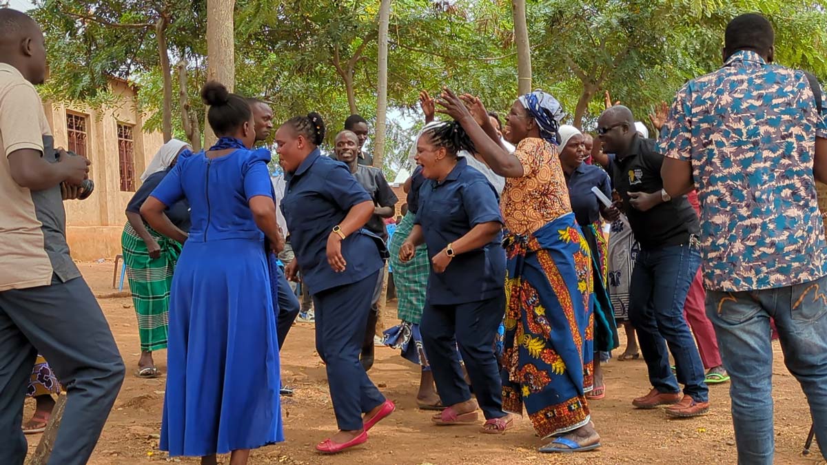 Worshipping through dancing and singing at the Jita New Testament dedication.